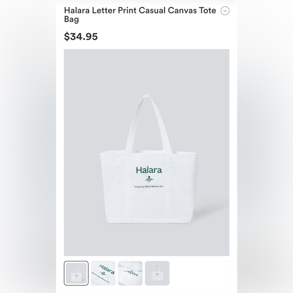 Halara Letter Print Casual Canvas Tote Bag